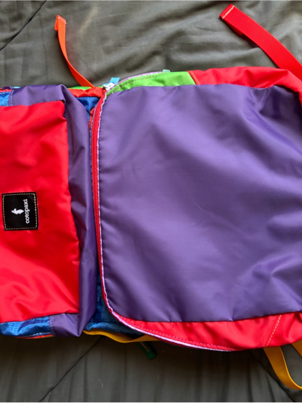 cotopaxi Kids Colorblock backpack in Purple, Red & Green